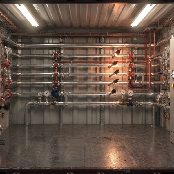MPSS interior with fire suppression piping